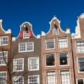 Dutch gable houses along Brouwersgracht canal, Amsterdam, Netherlands.