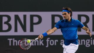 March 13, 2012 - Indian Wells, California, U.S - Roger Federer (SUI) in action during the men's third round of the 2012 BNP Paribas Open held at the Indian Wells Tennis Garden in Indian Wells, California. (Credit Image: © Gerry Maceda/Southcreek/ZUMAPRESS