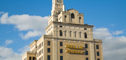 IOWA Davenport Wells Fargo building in downtown business district