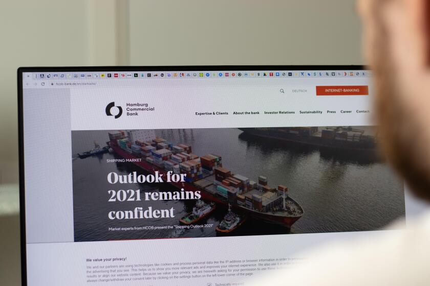 New York, USA - 1 May 2021: Hamburg Commercial Bank HCOB company website on screen, Illustrative Editorial