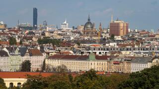 View from the Gloriette over the rooftops of Vienna, Austria, Europe