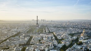 Aerial view of Paris cityscape, Paris, Ile de France, France