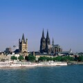 Town Skyline & Rhine River & Tour Boats, Cologne (Koln), Koln, Germany