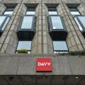 Davy logos seen at the entrance to Davy headquarters in Dawson Street in Dublin. Davy is Ireland's largest stockbroker, wealth manager, asset manager and financial advisor On Monday, 8 March, 2021, in Dublin, Ireland. (Photo by Artur Widak/NurPhoto)
