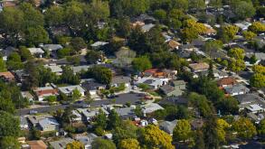 Aerial of Centennial Neighborhood, Redwood City, San Francisco, California, USA.