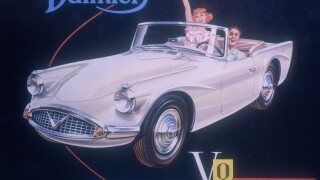 Poster advertising the Daimler V8 SP 250, 1959. Artist: Unknown. Image shot 1959. Exact date unknown.