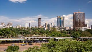 Nairobi Central Business District with KICC, CBK Pension House and Parliament Tower, Kenya