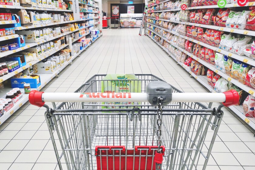 Shopping trolley in the supermarket