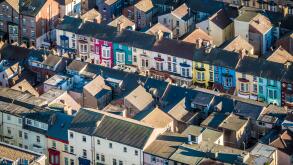 Rows of colourful guest houses and B&B's, Blackpool, Lancashire, UK. Blackpool, Lancashire, UK.