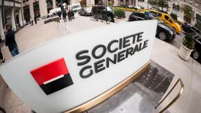 The New York headquarters of the French bank, Societe Generale is seen on Thursday, November 3, 2016. Societe Generale SA reported third-quarter profits that beat analysts' expectations. Societe Generale is France's third largest bank measured by assets. 