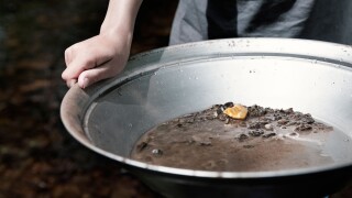 person panning for gold