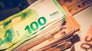 Closeup of Big Pile of Euro in Cash. European Union Main Currency Banknotes. Economy and Finances Theme.