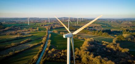EDP Renewables windmills on the site of Guerharo in La Chapelle Neuve (Brittany, north western France)