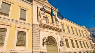 Exterior of famous global and financial service company National Bank of Greece in Athens