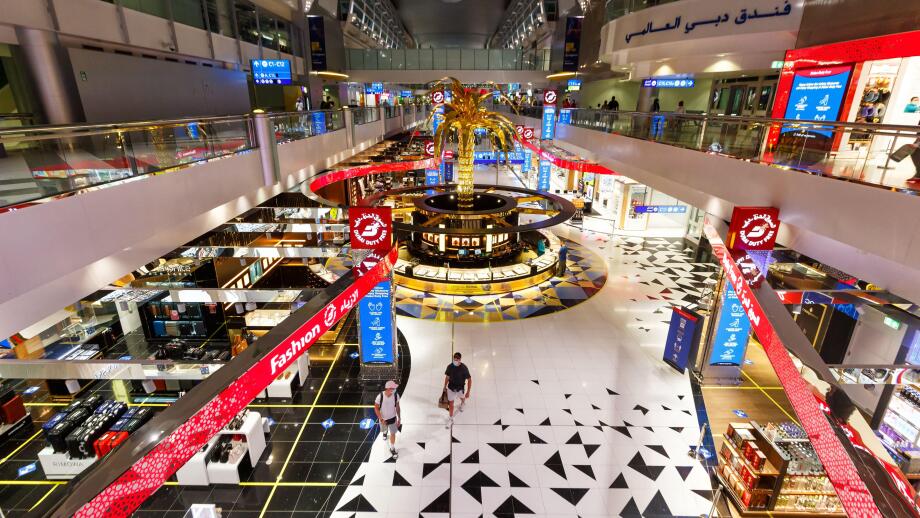 Dubai, United Arab Emirates - May 28, 2021: Terminal Concourse C of Dubai International Airport (DXB) in the United Arab Emirates.