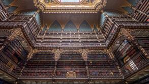 Beautiful interior of old traditional portuguese library in Rio
