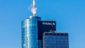 FRANKFURT, GERMANY - FEB 28, 2015: Top of the Main Tower skyscraper in the city of Frankfurt Main in Frankfurt, Hesse, Germany