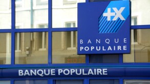 Banque Populaire, French bank branch sign