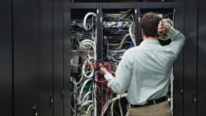 Man working in data center