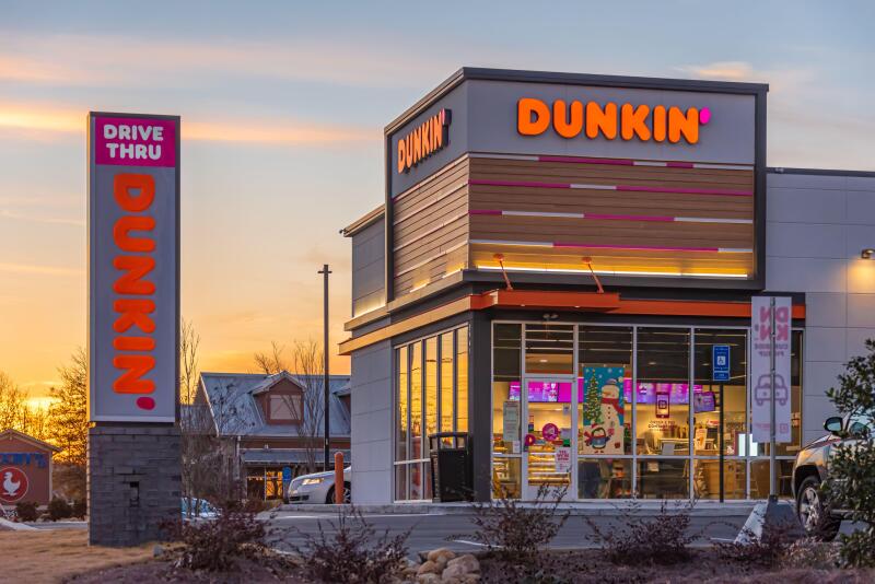 Dunkin' (formerly Dunkin' Donuts) coffee and donut shop in Snellville, Georgia, just east of Atlanta on Highway 78. (USA)