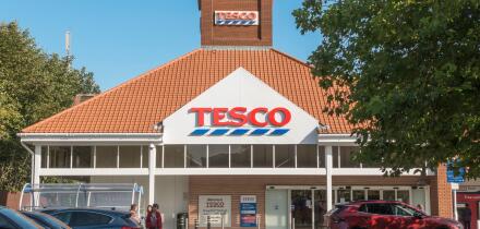 Entrance to the Tesco superstore in East Didsbury, England, UK