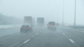 Driving on Motorway in poor Weather Conditions, UK