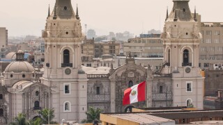 Cathedral of Lima from the steeple of The Church Santo Domingo, Lima, Peru, South America