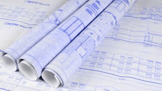 Architectural blueprints on a table. Image shot 2008. Exact date unknown.