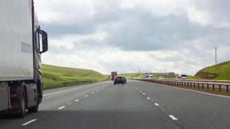 The M74 motorway passing through the Scottish Borders, Scotland