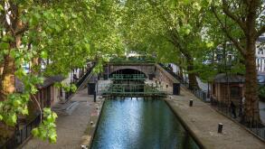Calm canal Saint Martin in Paris in Summer