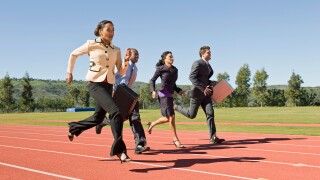 Business People Racing on Track. Image shot 2009. Exact date unknown.