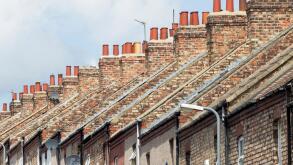 Street of terraced houses. England, UK