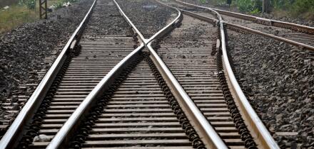 Railway track crossing, railroad track crossing, rail track crossing, railway track,