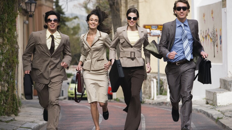 Business people running