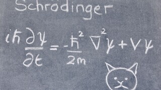 Schrodinger equation written on a blackboard