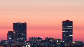 Bucharest business district skyline
