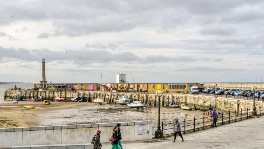 The harbour arm at Margate at low tide on a fine winter's day.