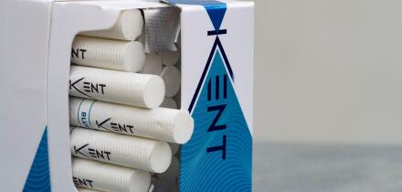 In this photo illustration, a pack of Kent Blue Cigarettes, made by British American Tobacco with a government warning 'Smoking Kills' seen displayed. (Photo by Igor Goiovniov / SOPA Images/Sipa USA)