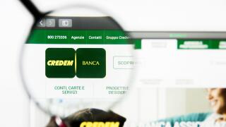 Los Angeles, California, USA - 5 April 2019: Illustrative Editorial of Credito Emiliano website homepage. Credito Emiliano logo visible on display