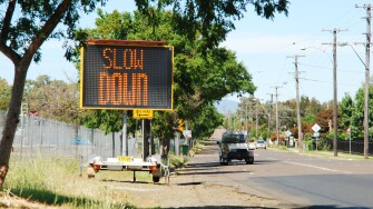 Slow Down sign after radar noted excess speed
