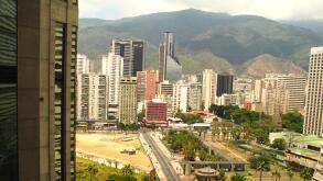 Caracas skyline view from Central Park complex with Avila mountain
