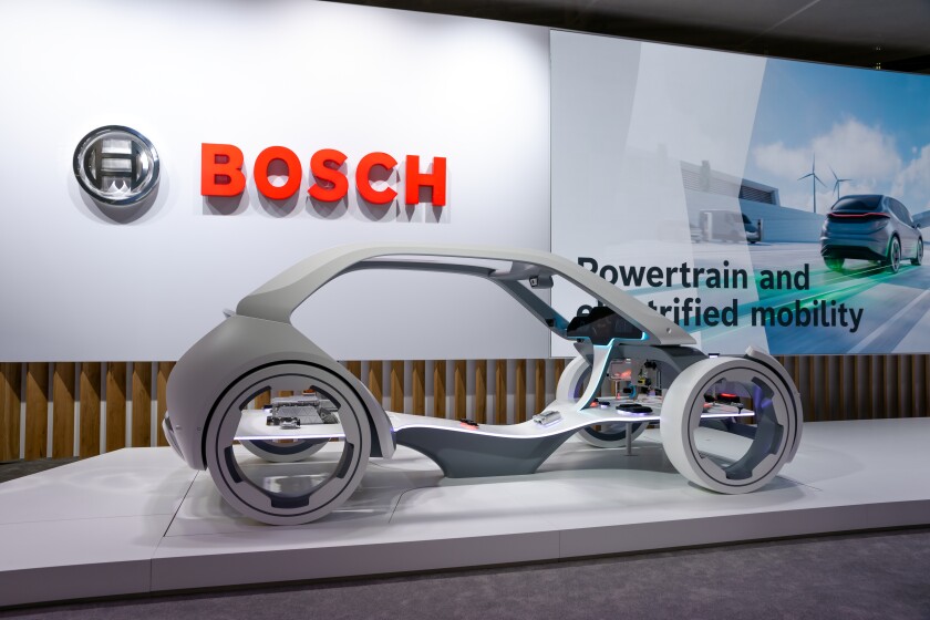 Bosch booth at the IAA Mobility 2021 motor show in Munich, Germa