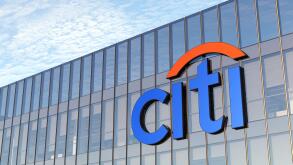 New York, USA. December 5, 2021. Editorial Use Only, 3D CGI. Citi Signage Logo on Top of Glass Building. Citigroup Workplace Financial Services Compan