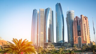 Skyscrapers in Abu Dhabi, United Arab Emirates.