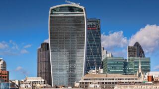London skyline, with 20 Fenchurch Street, London, the building known as the Walkie Talkie.