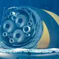Broken subsea cable on the seabed. Internet connection failure. 3d rendering