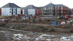 Houses under construction on a new housing development 