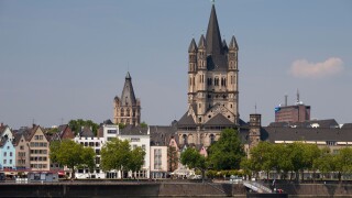 Old town at the Rhine river, Cologne, Rhineland, North Rhine-Westphalia, Germany, Europe