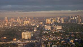 The city of Manila in the Philippines just after daybreak
