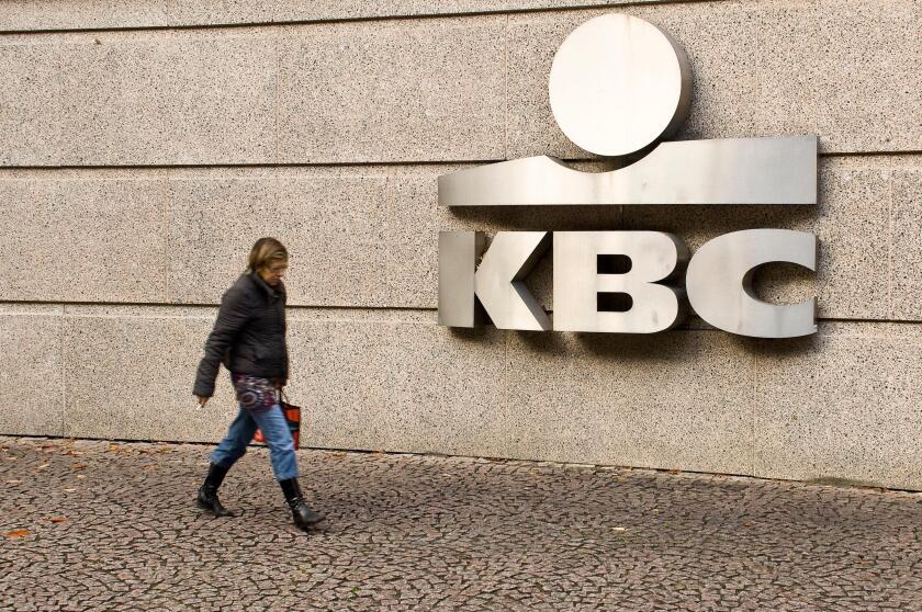 The Belgian bank KBC headquarters in the center of Brussels on October 27, 2008. KBC became on October 27 the latest Belgian bank to get its capital shored up by the Belgian state, which is to pump 3.5 billion euros (4.4 billion USdollars) into the group